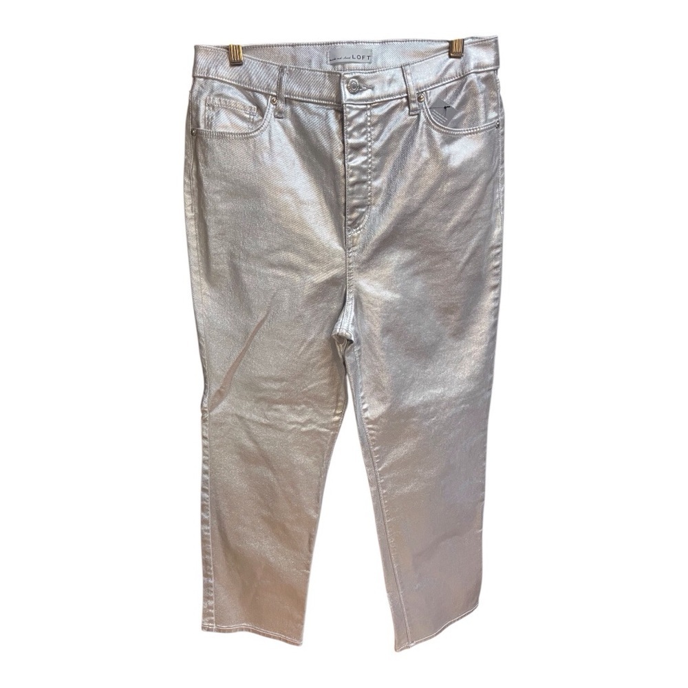 NWT LOFT “The Straight” Metallic Jeans
